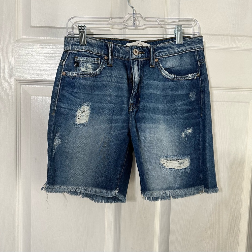 KanCan Dark Blue Distressed Jean Shorts
